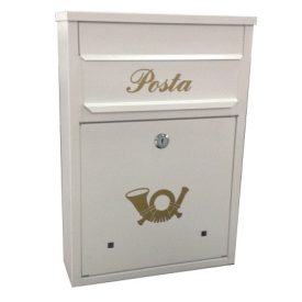   Postaláda álló A4 Primo 28x40 Fehér lefelé nyíló cilinderzáras, kürtös matricás