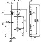 Euro-Elzett Dose N4320 45/90 beltéri bevéső zár