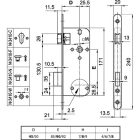 Euro-Elzett Dose N3410F 45/90 beltéri bevéső zár 