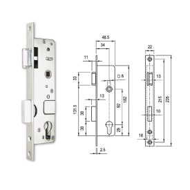   Euro-Elzett N3397V 35/92/22 csapdás, cilinderlyukas, 50-es portálzár, Jobbos 
