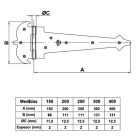 Díszített pánt 150x100x1.5mm  fekete 12625  (1db)