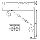 Díszített polckonzol 150x125mm fekete 8837