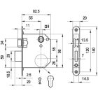  Euro-Elzett Lővér zár, N3435/55 kétnyelvű, kulcsos, bevéső zár