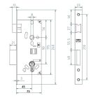 MCM 1601M  45/90 bevéső zár csapdás reteszes cilinderlyukas