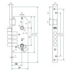 MCM 601C 50/85/77  bevéső zár csapdás reteszes cilinderlyukas 4 rudas 