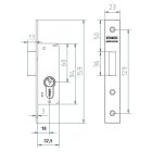 MCM 1649/21 portálzár, cilinder betét nélkül, reteszzár 33mm 