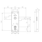 Garázs zár Kaprys 2373 cilinderbetétes kilincsműködtetésű, vízszintes 2 írányú, cilinderbetét és kilincs nélkül
