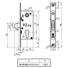 Euro-Elzett 30/72/8/S tolóajtózár, zárólemezzel kampós, cilinderbetét és kilincs nélkül G1