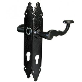   Kovácsoltvas jellegű kilincs garnitúra fekete 90/kulcslyukas AMIG mod.350