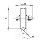 Csapágyazott kerék O 60 U20 cod.364060 