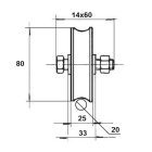 Csapágyazott kerék O 80 U20 cod.364080 