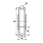 Alsómegtámasztó csapágyas kerék O 80 cod.392080L