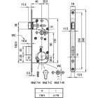 Euro-Elzett Midi 7-W 40/90 csapdás toalett bevéső zár, mágneses