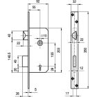 Előajtó zár ELZETT 3413/9cm Bal kulcsos 