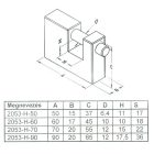 Lakat Elzett 2053-H-60/10mm réz 2 kulccsal